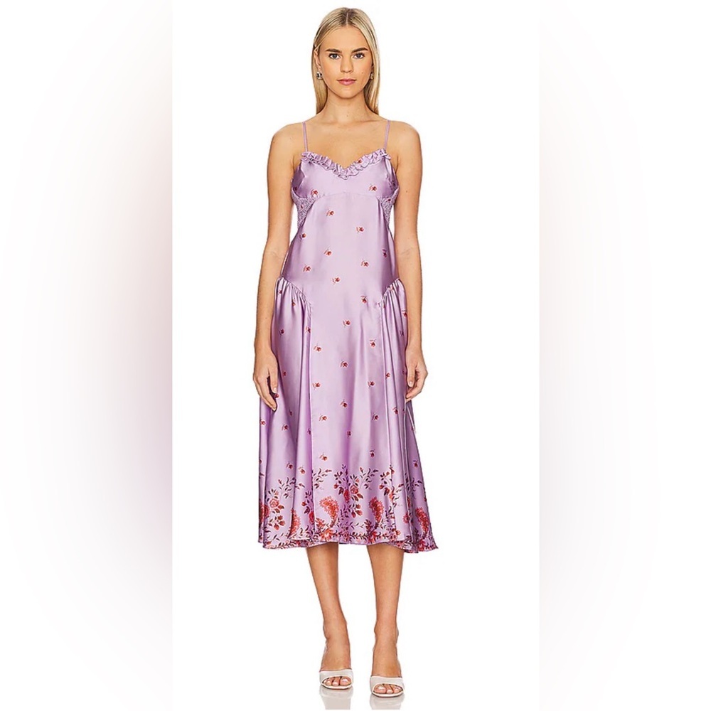 NWT  Free People Intimately FP On My Own Printed Maxi Dress in Lilac Combo. SZ M